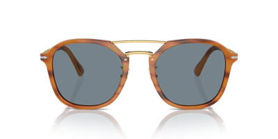 Persol PO3352S with Striped Brown Frame and Blue Lenses - Image 2