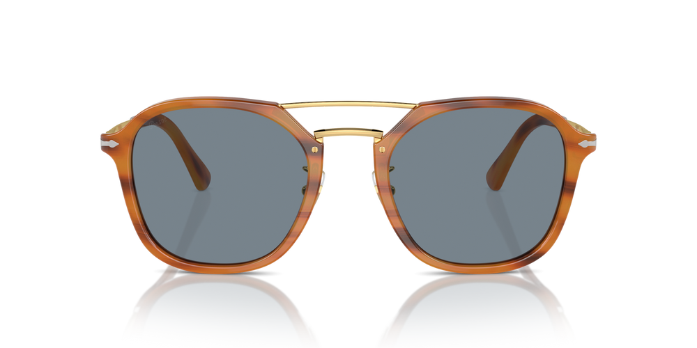 Persol PO3352S avec Monture Rayé Marron et Verres Bleu - Image 2