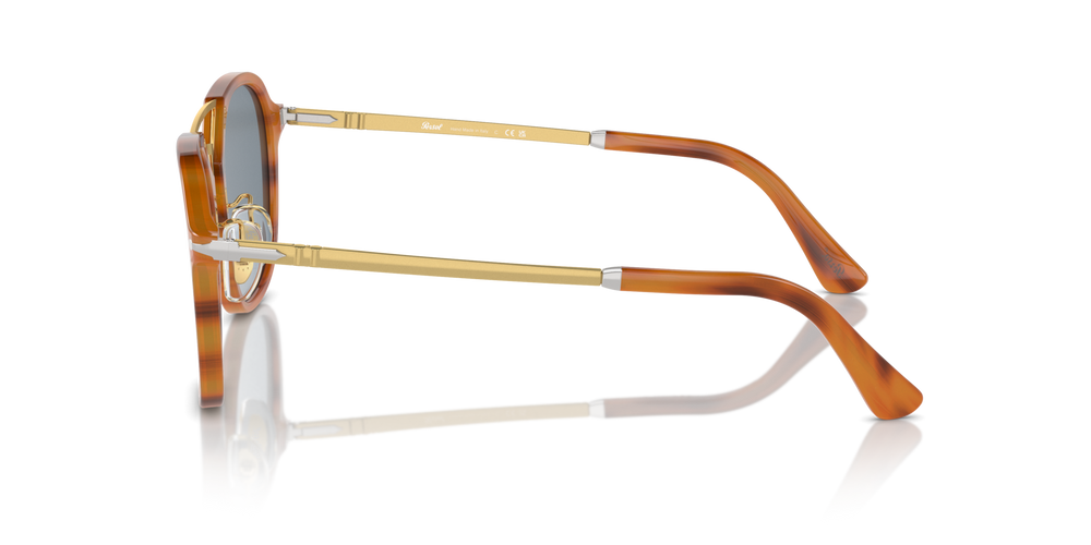Persol PO3352S avec Monture Rayé Marron et Verres Bleu - Image 4