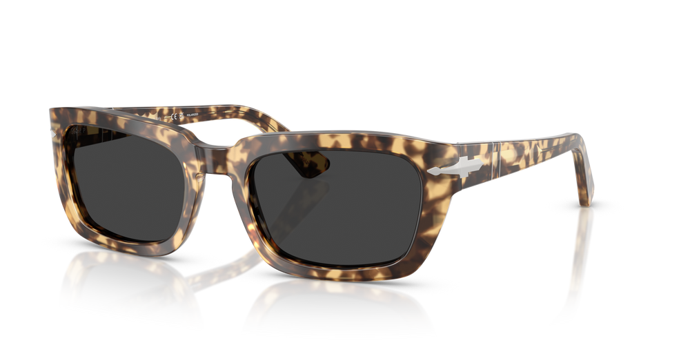 Persol PO3367S with Brown Beige Tortoise Frame and Black Lenses - Image 1