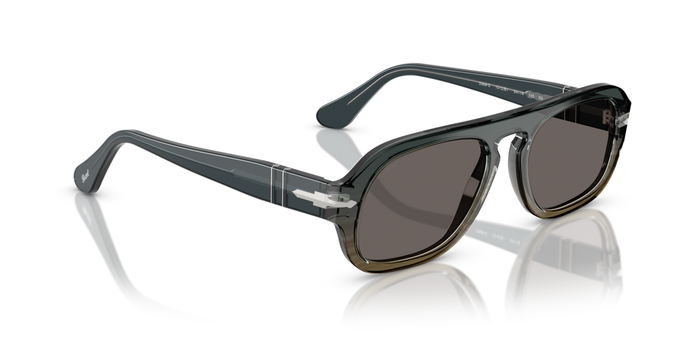 Persol PO3369S with Grey Striped Green Frame and Grey Lenses - Image 3