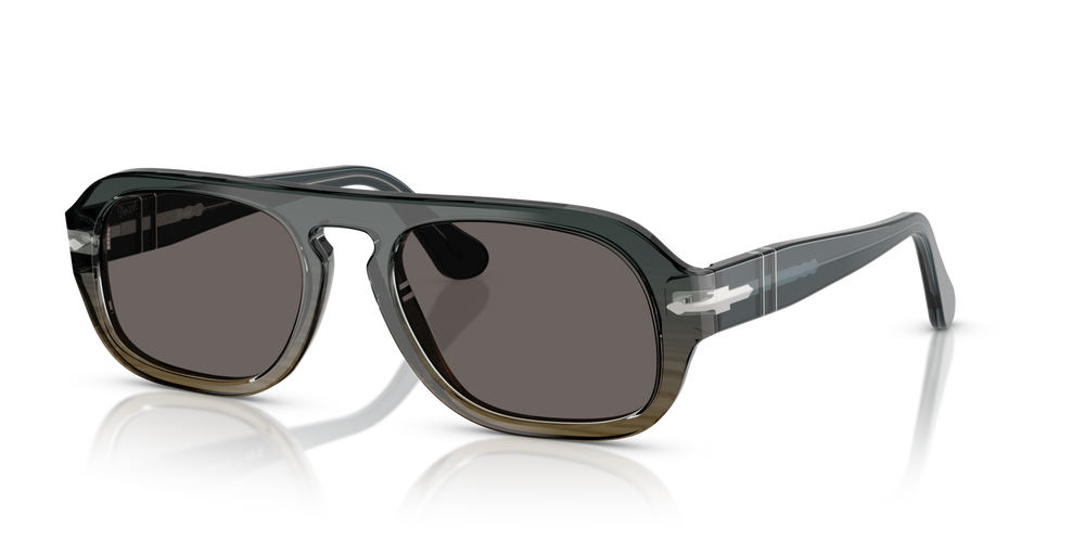 Persol PO3369S with Grey Striped Green Frame and Grey Lenses - Image 1