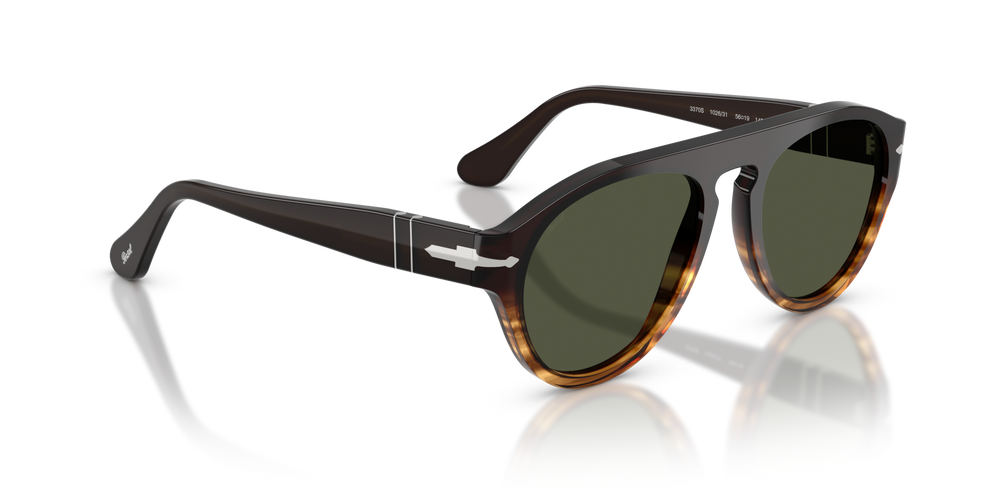 Persol PO3370S con Montatura Brown Striped Amber e Lenti Green - Immagine 3