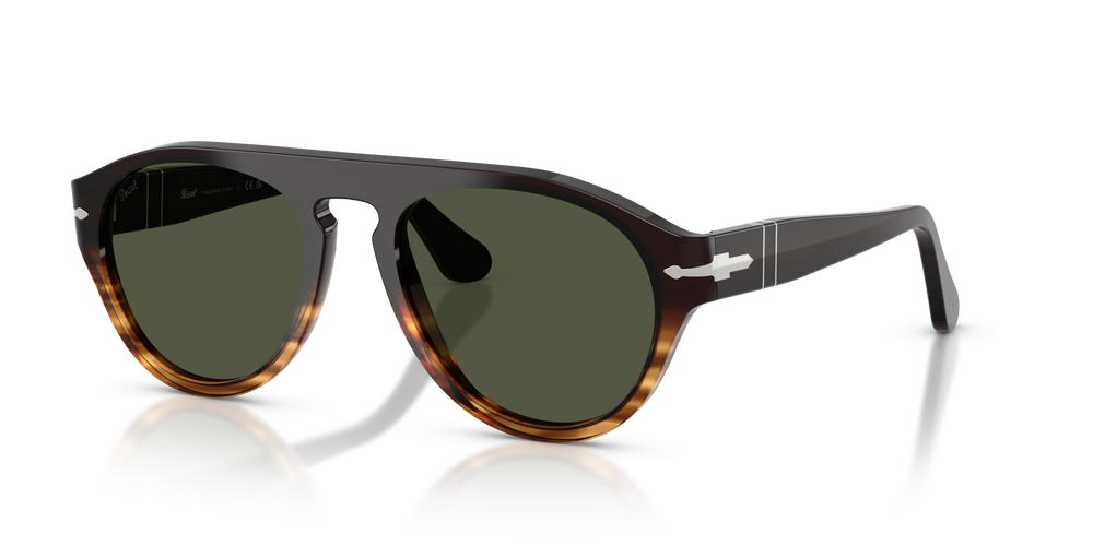 Persol PO3370S con Montatura Brown Striped Amber e Lenti Green - Immagine 1