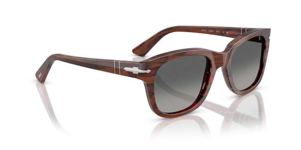 Persol PO3372S with Striped Burgundy Frame and Grey Lenses - Image 3