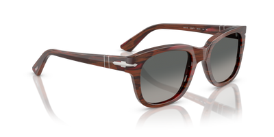 Persol PO3372S with Striped Burgundy Frame and Grey Lenses - Image 3