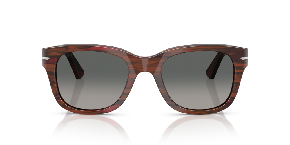 Persol PO3372S with Striped Burgundy Frame and Grey Lenses - Image 2