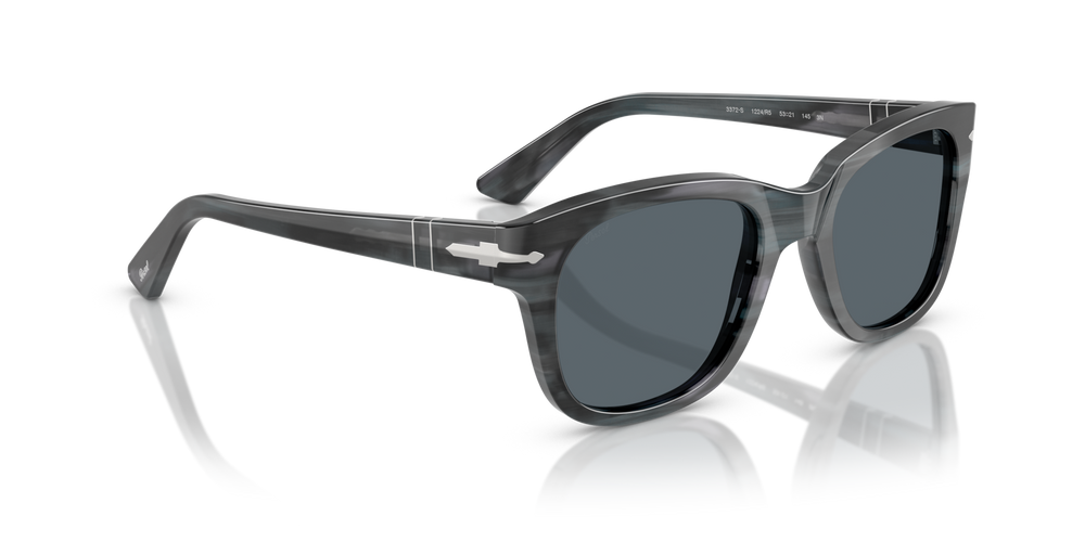 Persol PO3372S with Striped Grey Frame and Blue Lenses - Image 3