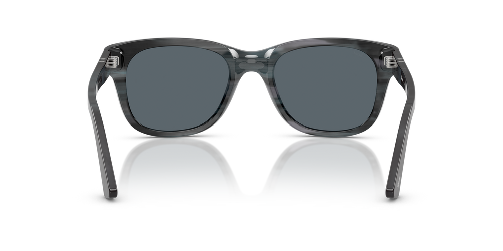 Persol PO3372S with Striped Grey Frame and Blue Lenses - Image 5