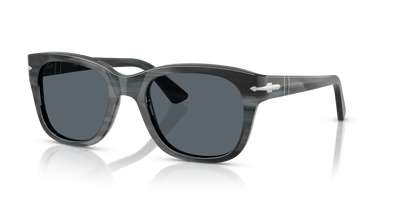 Persol PO3372S with Striped Grey Frame and Blue Lenses - Image 1