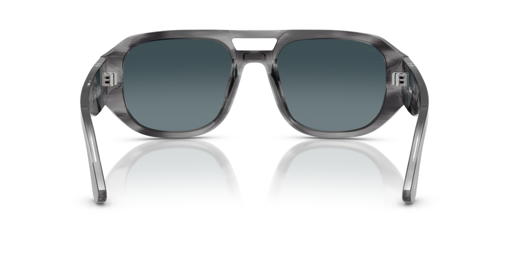 Persol PO3373S - Vincent with Striped Grey Frame and Blue Lenses - Image 5