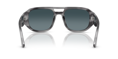 Persol PO3373S - Vincent with Striped Grey Frame and Blue Lenses - Image 5