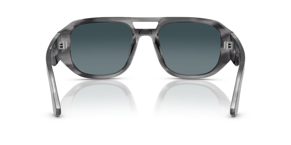 Persol PO3373S - Vincent with Striped Grey Frame and Blue Lenses