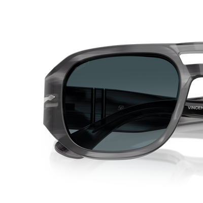 Persol PO3373S - Vincent with Striped Grey Frame and Blue Lenses – Variant Image