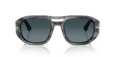 Persol PO3373S - Vincent with Striped Grey Frame and Blue Lenses - Image 2
