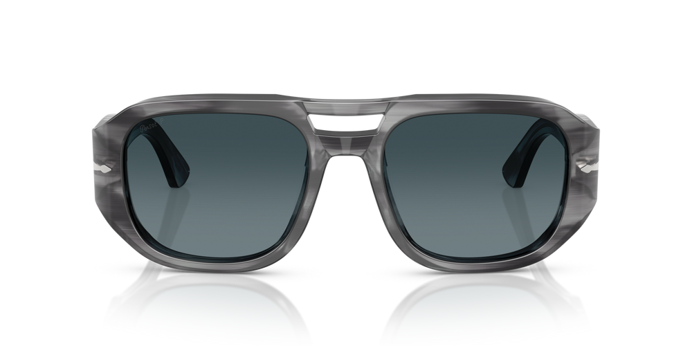 Persol PO3373S - Vincent with Striped Grey Frame and Blue Lenses - Image 2