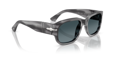 Persol PO3380S with Striped Grey Frame and Blue Lenses - Image 3
