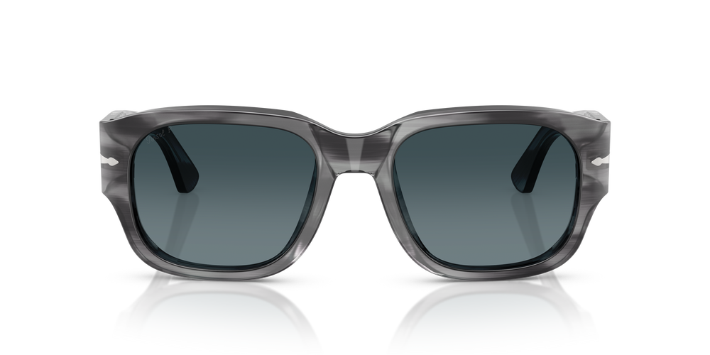 Persol PO3380S avec Monture Rayé Gris et Verres Bleu - Image 2