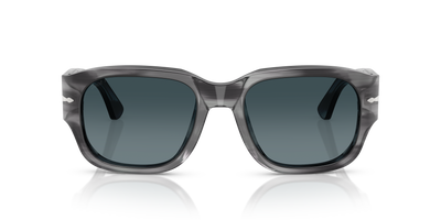 Persol PO3380S avec Monture Rayé Gris et Verres Bleu - Image 2
