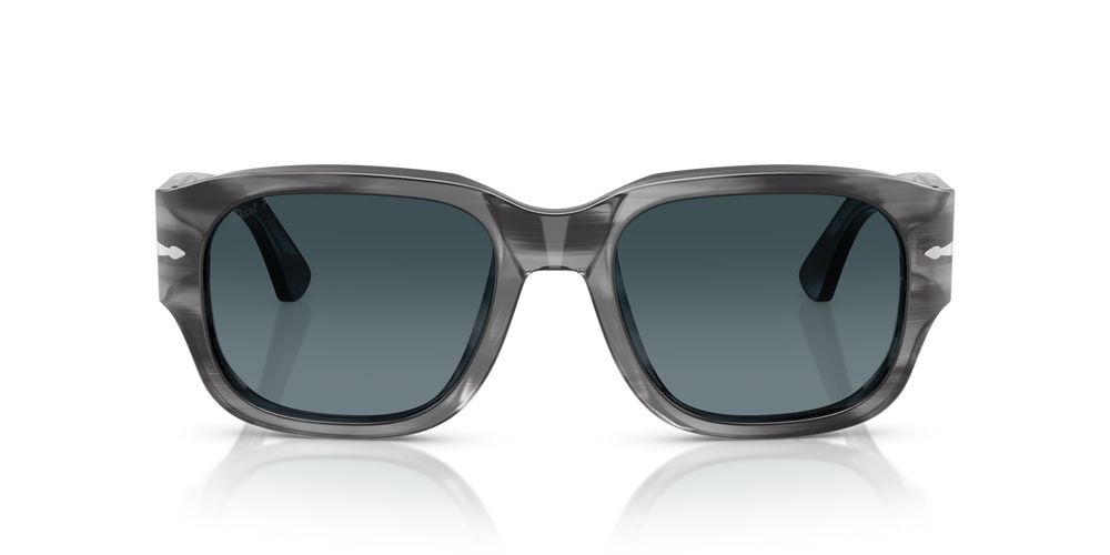 Persol PO3380S with Striped Grey Frame and Blue Lenses - Image 2