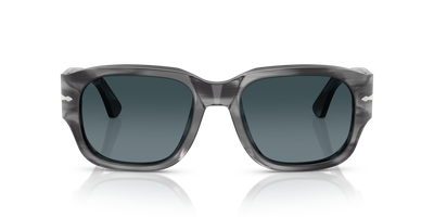 Persol PO3380S with Striped Grey Frame and Blue Lenses - Image 2