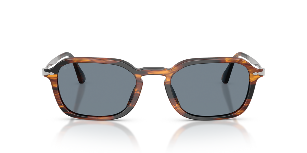 Persol PO3381S with Striped Black &amp; Brown Frame and Blue Lenses - Image 2