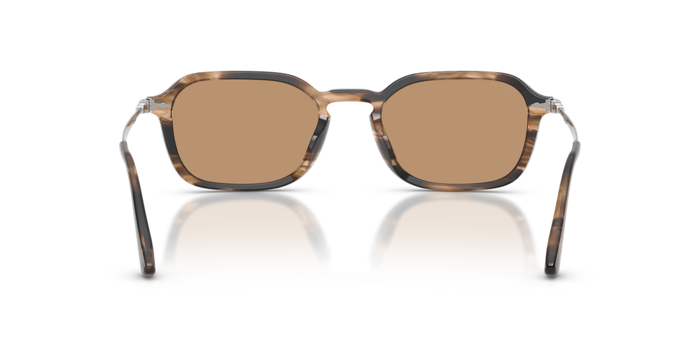 Persol PO3381S with Striped Black &amp; Greish Brown Frame and Brown Lenses - Image 5