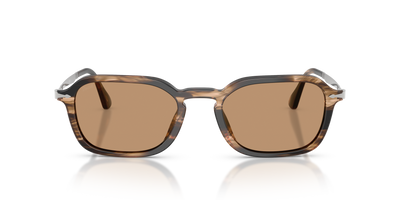 Persol PO3381S with Striped Black &amp; Greish Brown Frame and Brown Lenses - Image 2