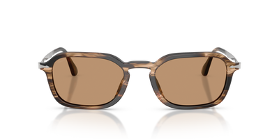 Persol PO3381S with Striped Black &amp; Greish Brown Frame and Brown Lenses - Image 2