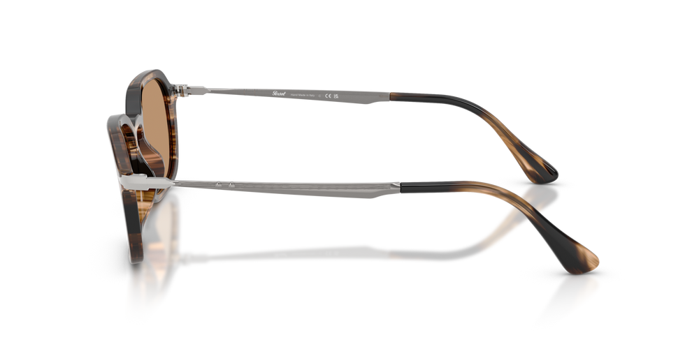 Persol PO3381S with Striped Black &amp; Greish Brown Frame and Brown Lenses - Image 4