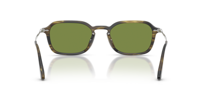 Persol PO3381S with Striped Black &amp; Olive Green Frame and Green Lenses - Image 5