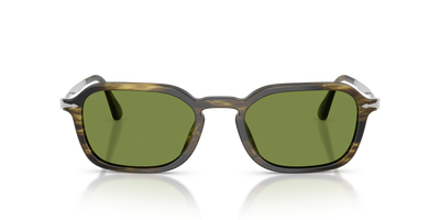 Persol PO3381S with Striped Black &amp; Olive Green Frame and Green Lenses - Image 2