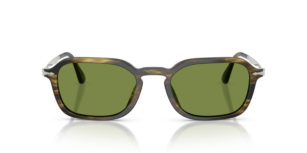 Persol PO3381S con Montatura Striped Black &amp; Olive Green e Lenti Verde - Immagine 2