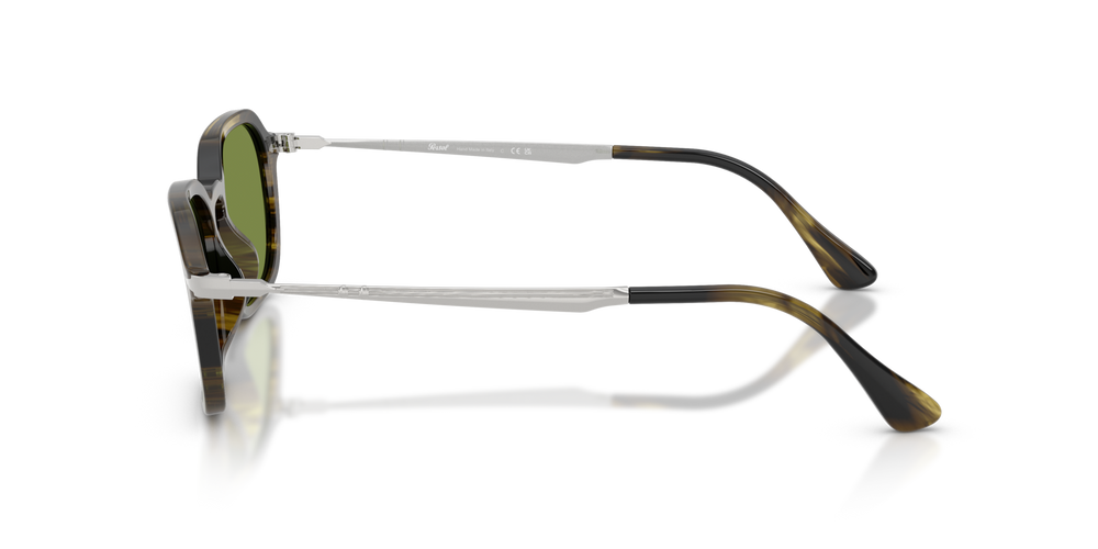 Persol PO3381S with Striped Black &amp; Olive Green Frame and Green Lenses - Image 4