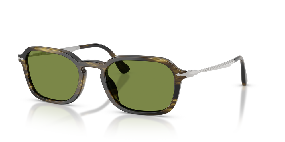Persol PO3381S con Montatura Striped Black &amp; Olive Green e Lenti Verde - Immagine 1