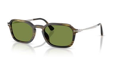 Persol PO3381S con Montatura Striped Black &amp; Olive Green e Lenti Verde - Immagine 1