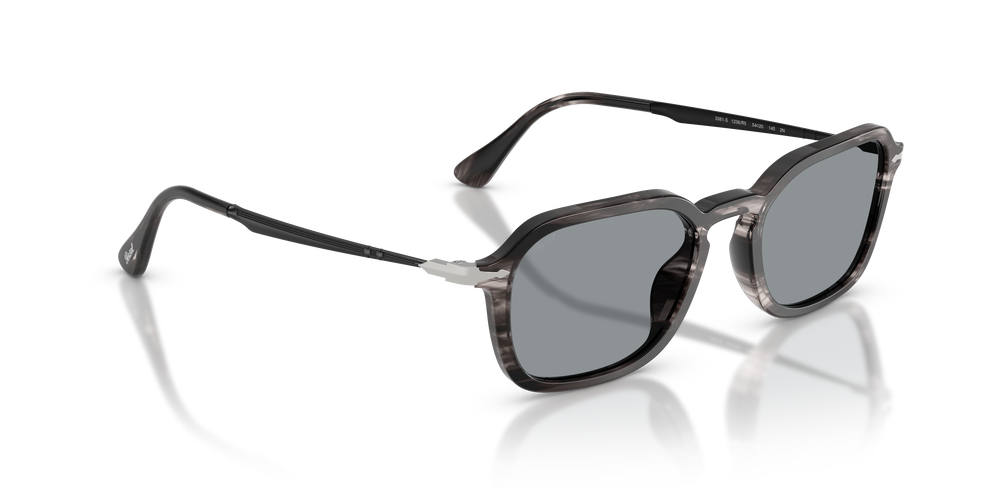 Persol PO3381S con Montatura Striped Black &amp; Grey e Lenti Blu - Immagine 3