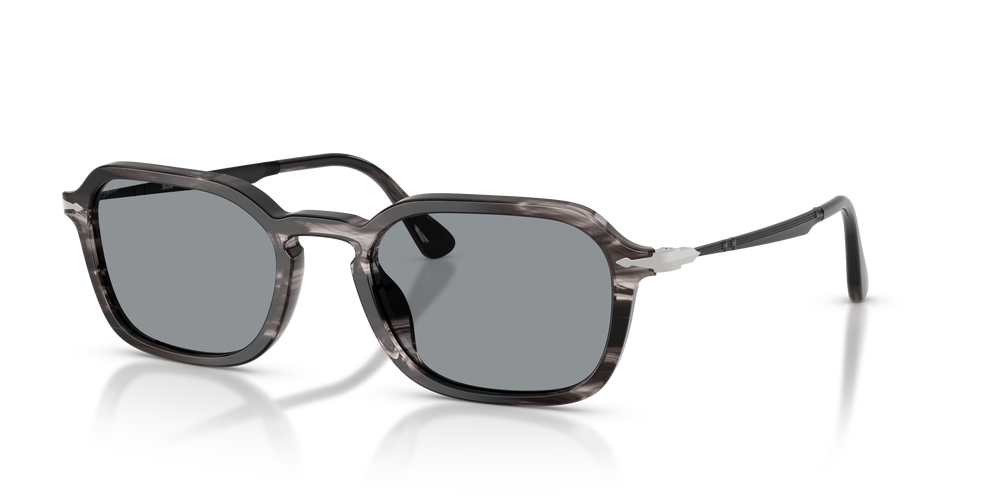 Persol PO3381S con Montatura Striped Black &amp; Grey e Lenti Blu - Immagine 1