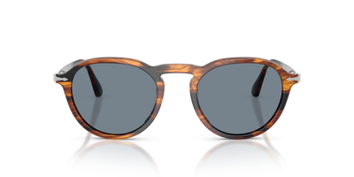 Persol PO3383S with Striped Black &amp; Brown Frame and Blue Lenses - Image 2