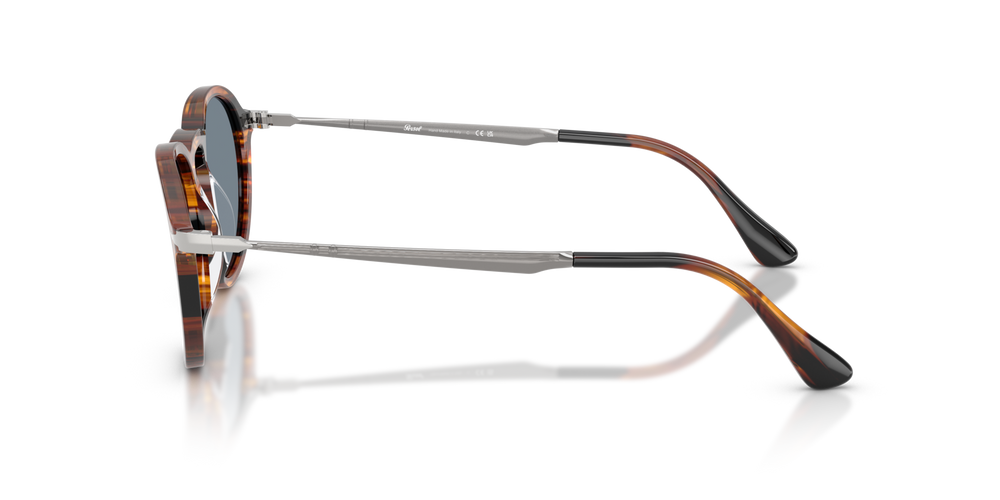 Persol PO3383S with Striped Black &amp; Brown Frame and Blue Lenses - Image 4