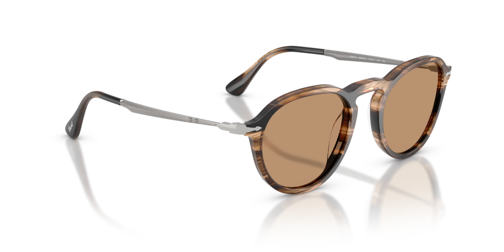 Persol PO3383S with Striped Black &amp; Greish Brown Frame and Brown Lenses - Image 3