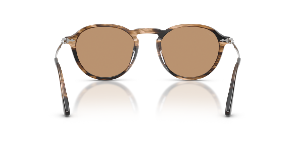 Persol PO3383S with Striped Black &amp; Greish Brown Frame and Brown Lenses - Image 5