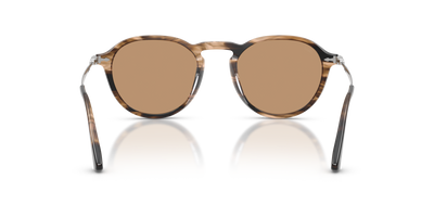 Persol PO3383S with Striped Black &amp; Greish Brown Frame and Brown Lenses - Image 5