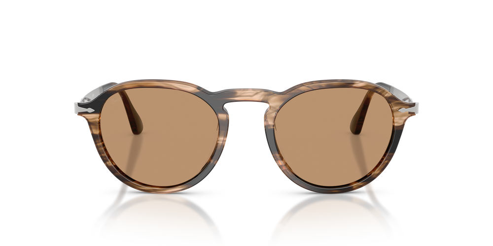 Persol PO3383S con Montatura Striped Black &amp; Greish Brown e Lenti Marrone - Immagine 2