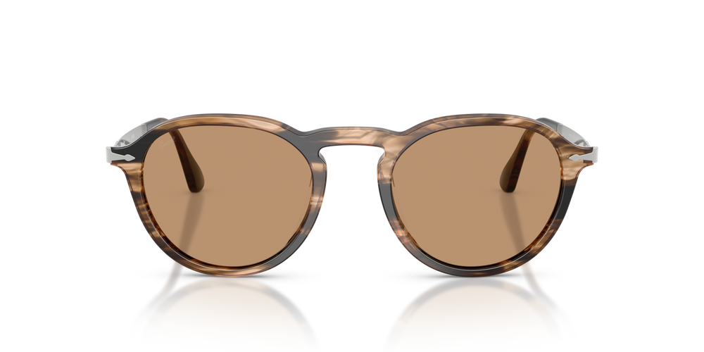 Persol PO3383S with Striped Black &amp; Greish Brown Frame and Brown Lenses - Image 2