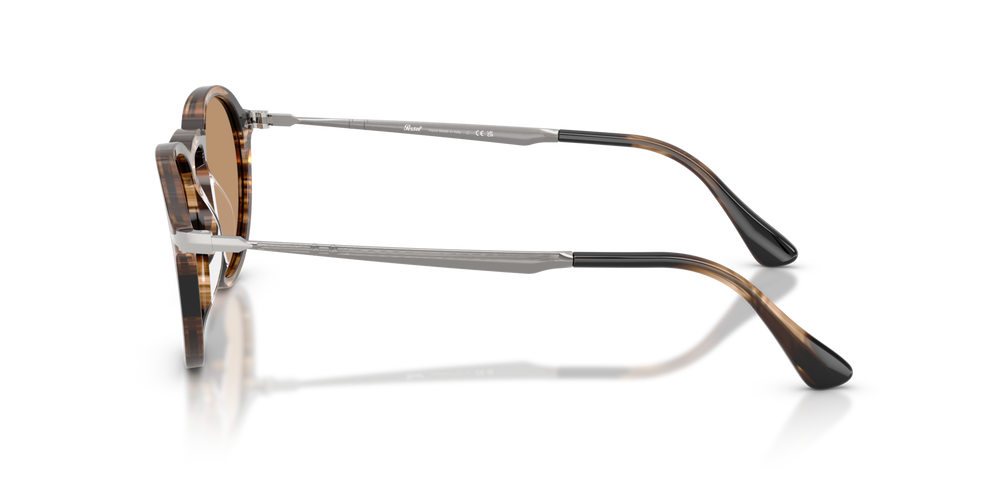 Persol PO3383S with Striped Black &amp; Greish Brown Frame and Brown Lenses - Image 4