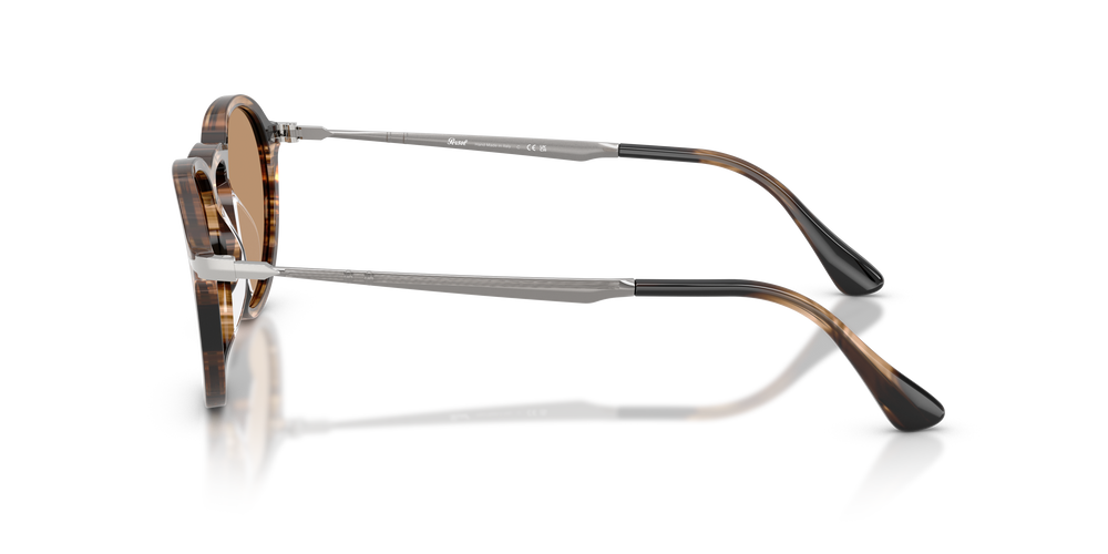 Persol PO3383S con Montatura Striped Black &amp; Greish Brown e Lenti Marrone - Immagine 4