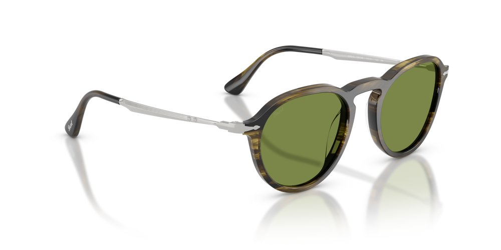 Persol PO3383S with Striped Black &amp; Olive Green Frame and Green Lenses - Image 3