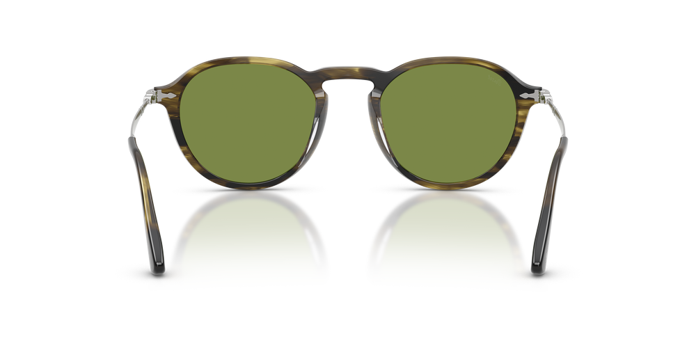 Persol PO3383S with Striped Black &amp; Olive Green Frame and Green Lenses - Image 5