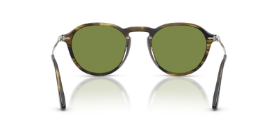 Persol PO3383S with Striped Black &amp; Olive Green Frame and Green Lenses - Image 5